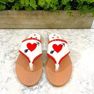 NIB Jack Rogers - Cupid Heart Embroidered Sandal - Size 7